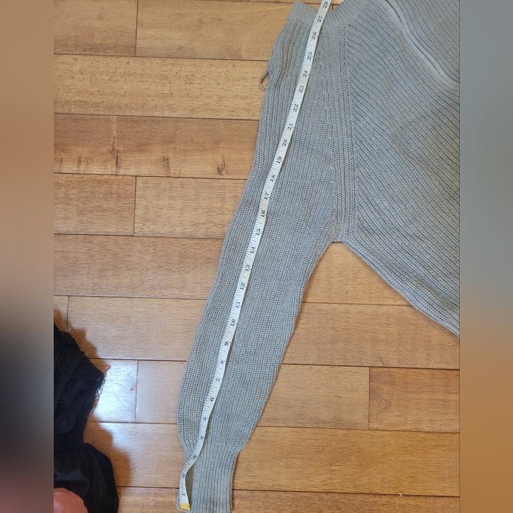Grey Ribbed Zip Front Cardigan Size M - Picture 4 of 5